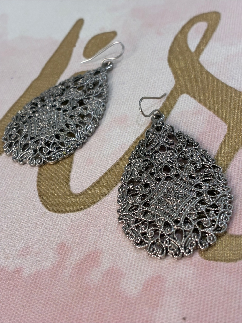 Silver Filigree Teardrop Earrings - Elegant Women's Jewelry
